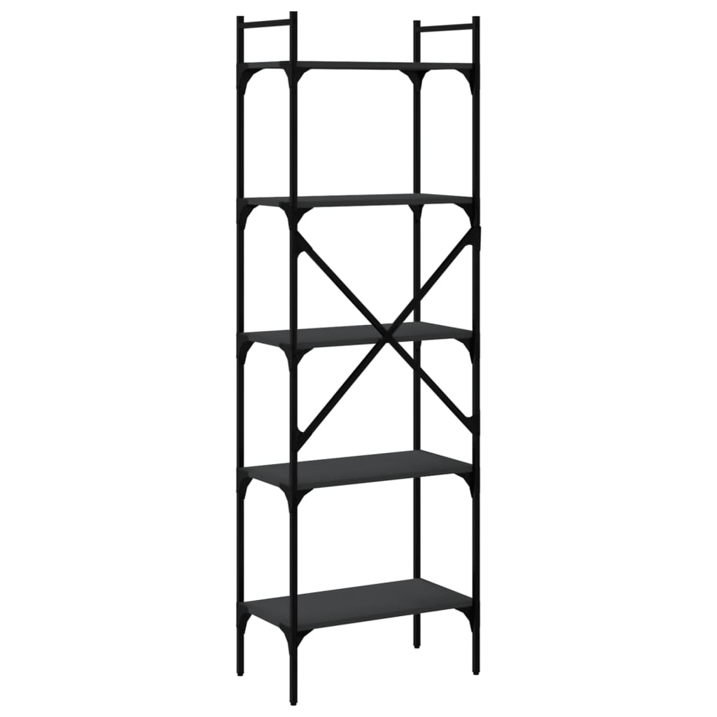 Regal za knjige 5 razina crni 56x31,5x174 cm konstruirano drvo