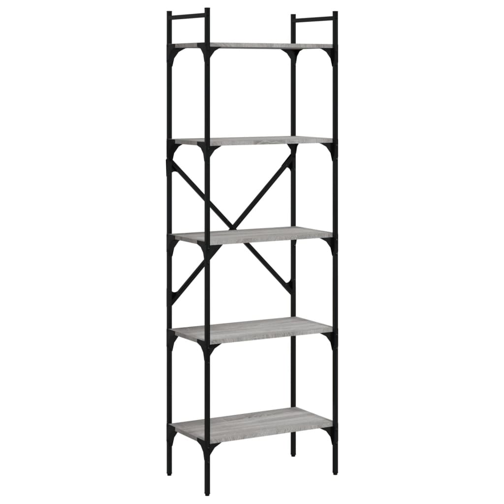 Regal za knjige 5 razina siva boja hrasta 56x31,5x174 cm drveni