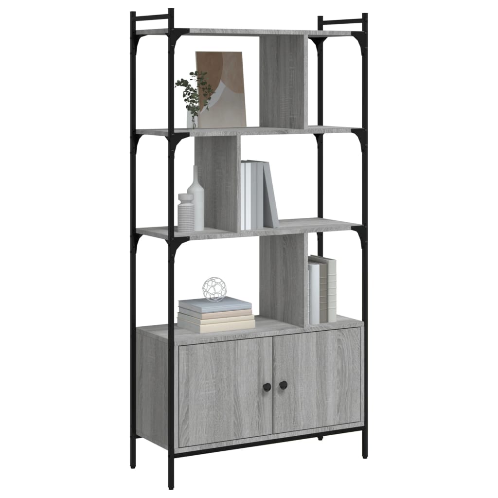 Regal za knjige s vratima boja hrasta 76,5x30x154,5 cm drveni
