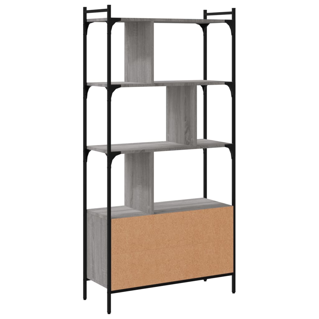 Regal za knjige s vratima boja hrasta 76,5x30x154,5 cm drveni
