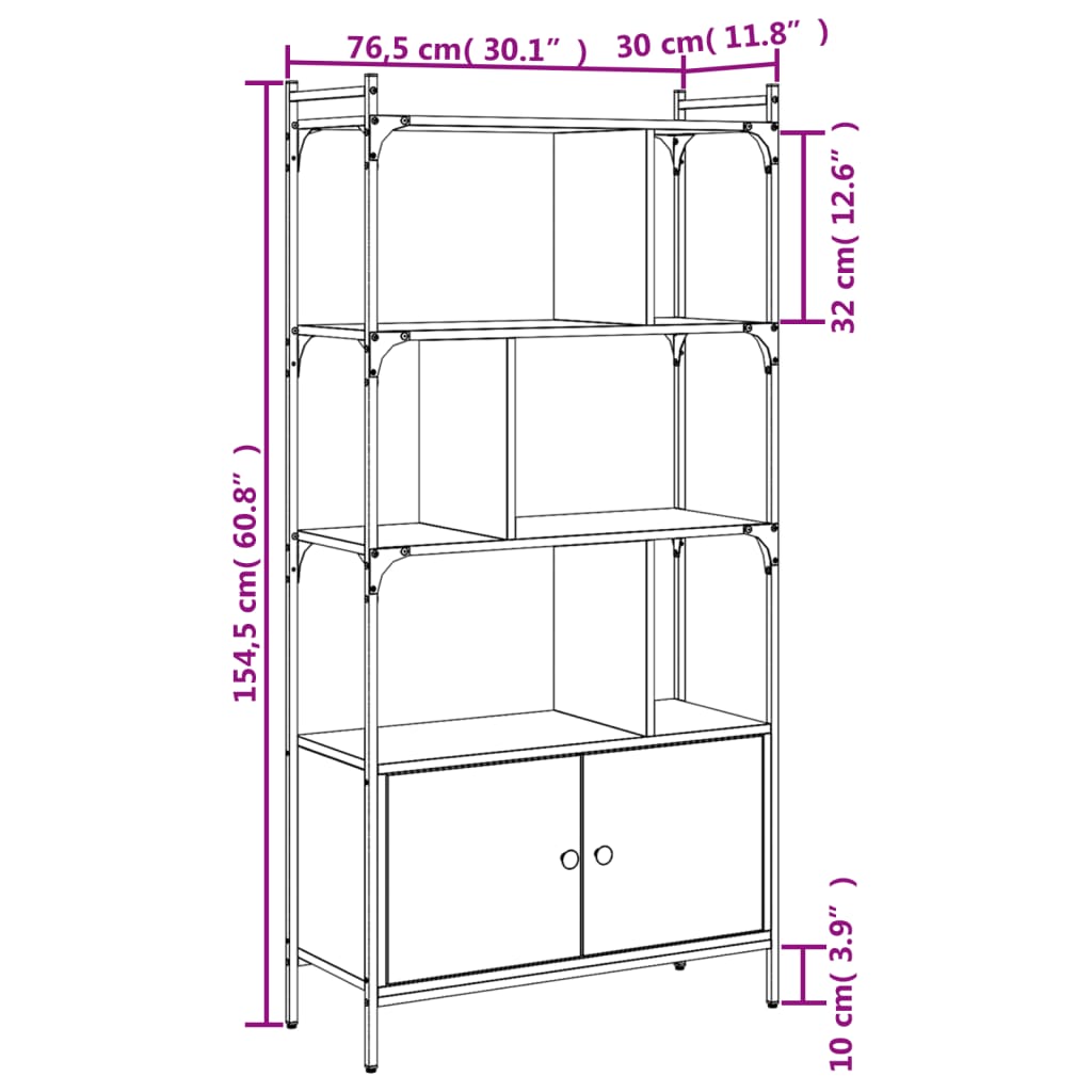 Regal za knjige s vratima boja hrasta 76,5x30x154,5 cm drveni