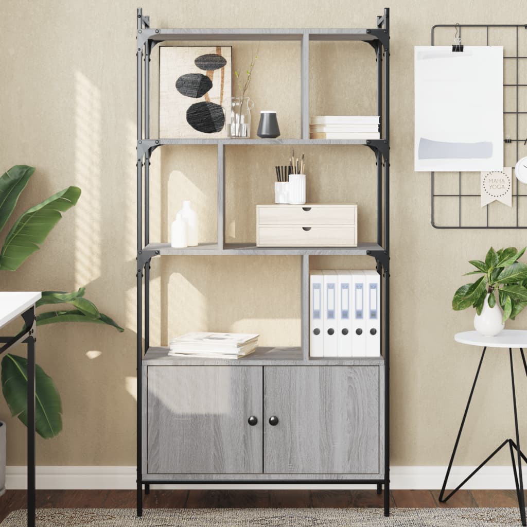 Regal za knjige s vratima boja hrasta 76,5x30x154,5 cm drveni