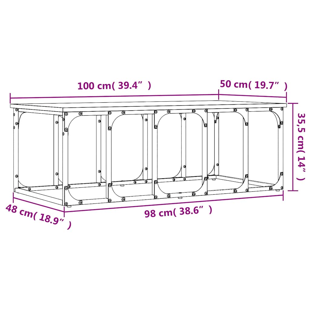 Stolić za kavu boja hrasta 100 x 50 x 35,5 cm konstruirano drvo
