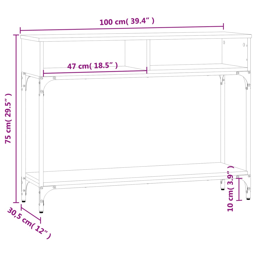 Konzolni stol boja hrasta 100 x 30,5 x 75 cm konstruirano drvo