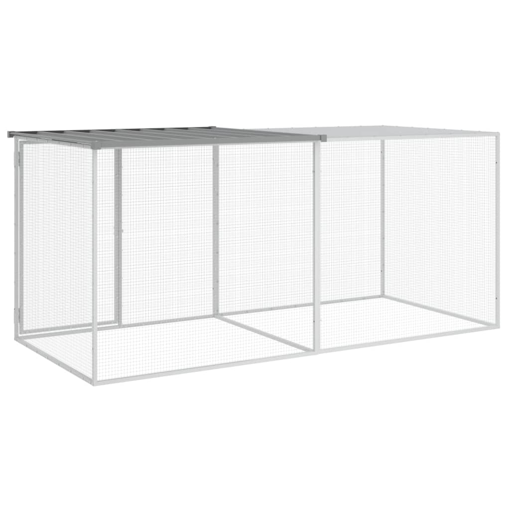 Kavez za kokoši s krovom svjetlosivi 203x98x90 cm čelični