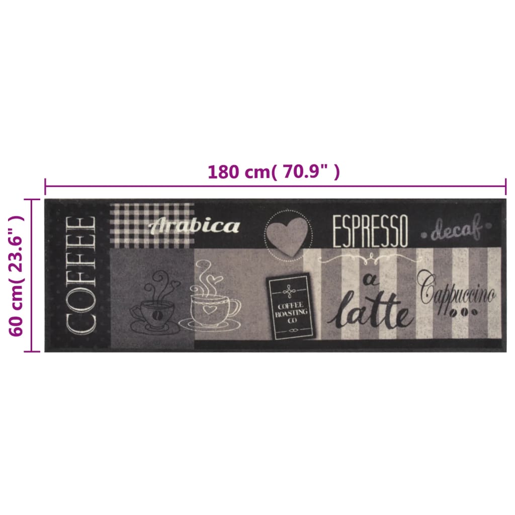 Kuhinjski tepih perivi s natpisom Coffee 60x180 cm baršunasti