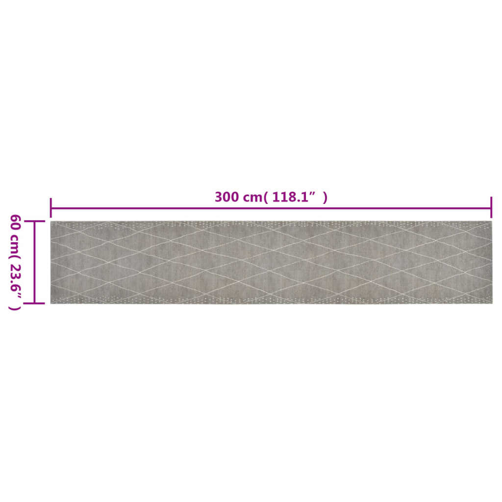Kuhinjski tepih perivi s uzorkom rombova 60 x 300 cm baršunasti