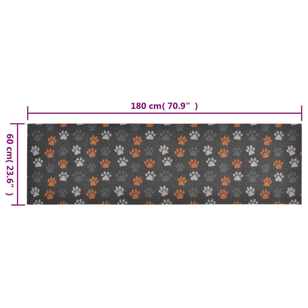 Kuhinjski tepih perivi s uzorkom šapa 60 x 180 cm baršunasti