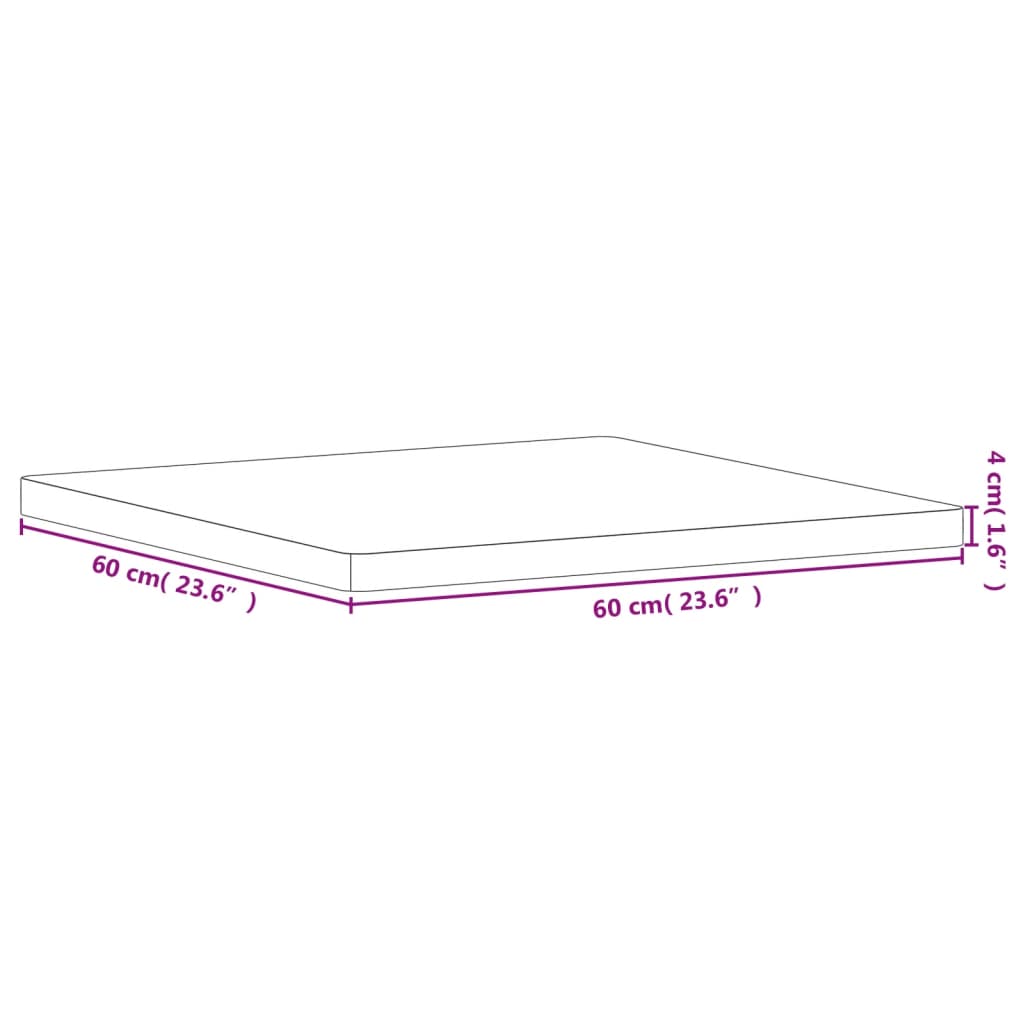 Stolna ploča 60 x 60 x 4 cm četvrtasta od masivne bukovine