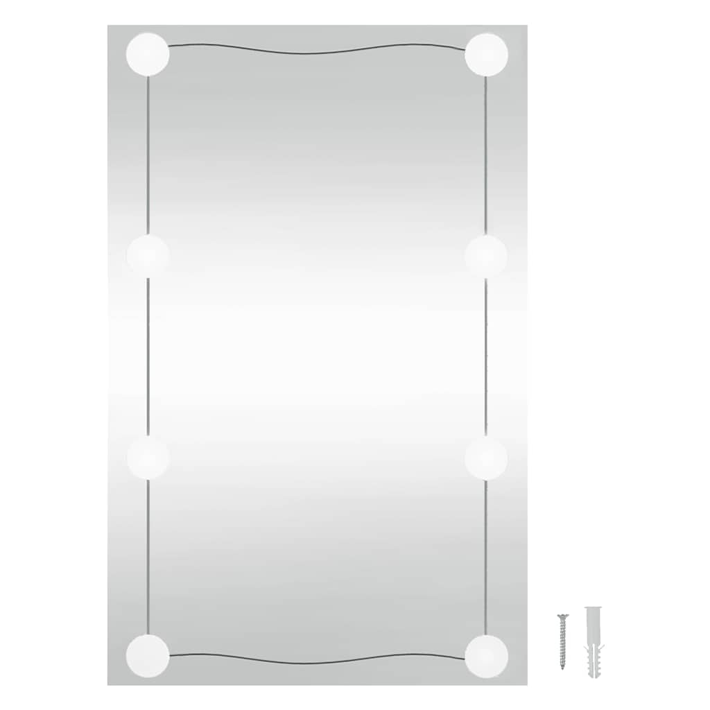 Zidno ogledalo s LED svjetlima 40x60 cm stakleno pravokutno