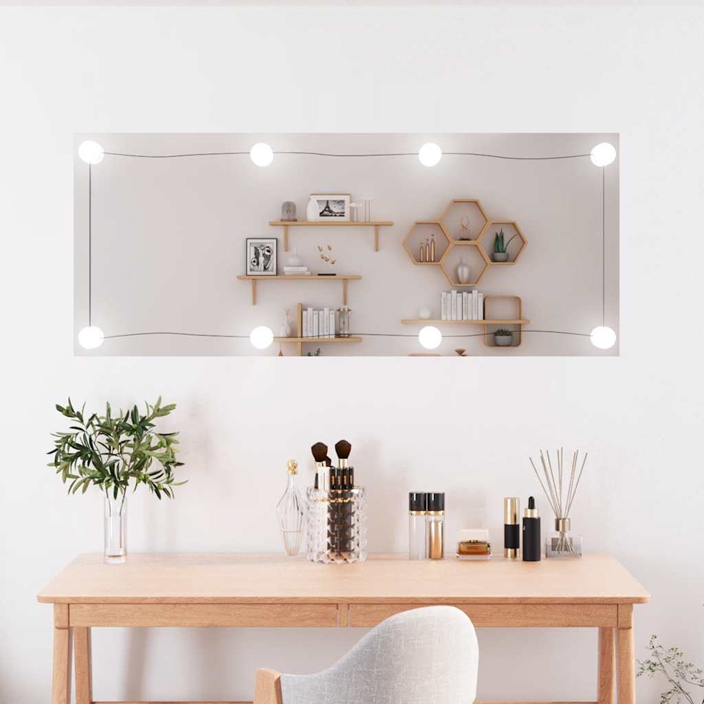 Zidno ogledalo s LED svjetlima 40 x 100 cm stakleno pravokutno