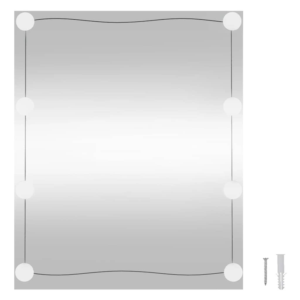 Zidno ogledalo s LED svjetlima 50 x 60 cm stakleno pravokutno