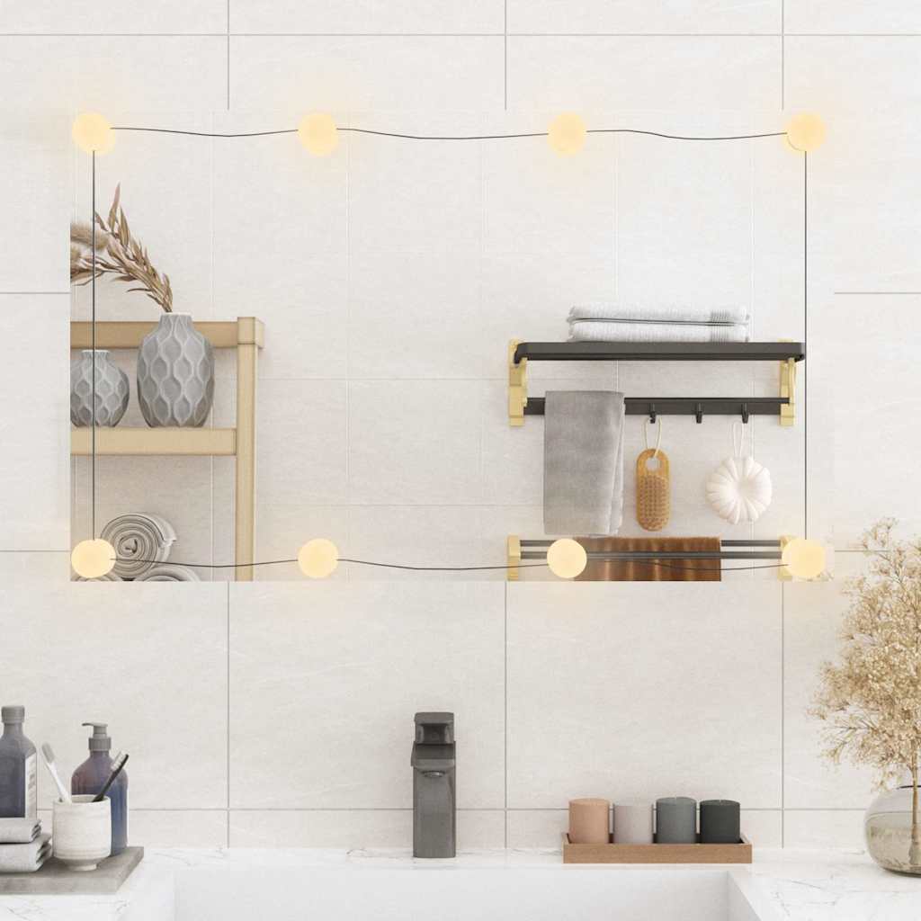 Zidno ogledalo s LED svjetlima 50 x 80 cm stakleno pravokutno