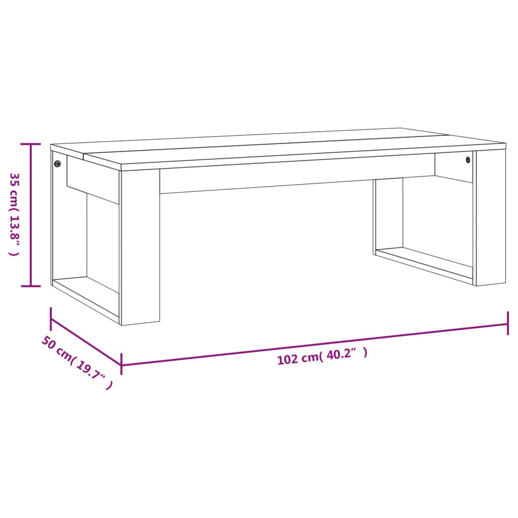 Stolić za kavu boja sivog hrasta 102x50x35 cm konstruirano drvo