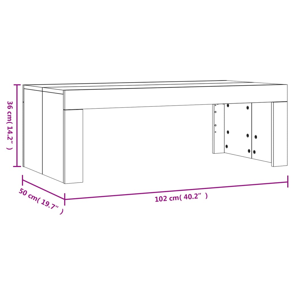 Stolić za kavu crni 102 x 50 x 36 cm od konstruiranog drva