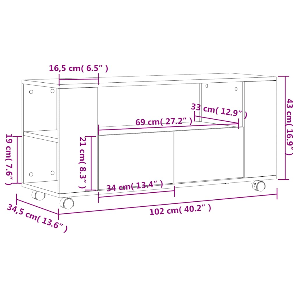 TV ormarić boja hrasta sonome 102x34,5x43 cm konstruirano drvo