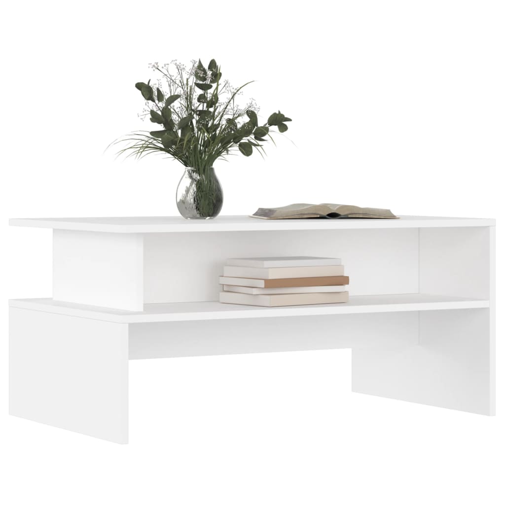 Stolić za kavu bijeli 90 x 55 x 42,5 cm od konstruiranog drva