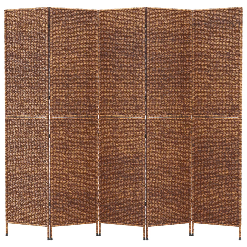 Sobna pregrada s 5 panela smeđa 205 x 180 cm od vodenog zumbula