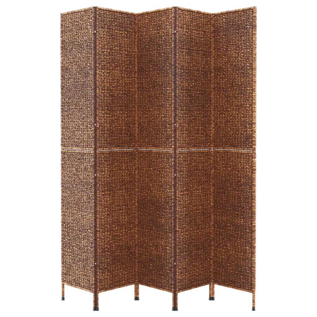 Sobna pregrada s 5 panela smeđa 205 x 180 cm od vodenog zumbula