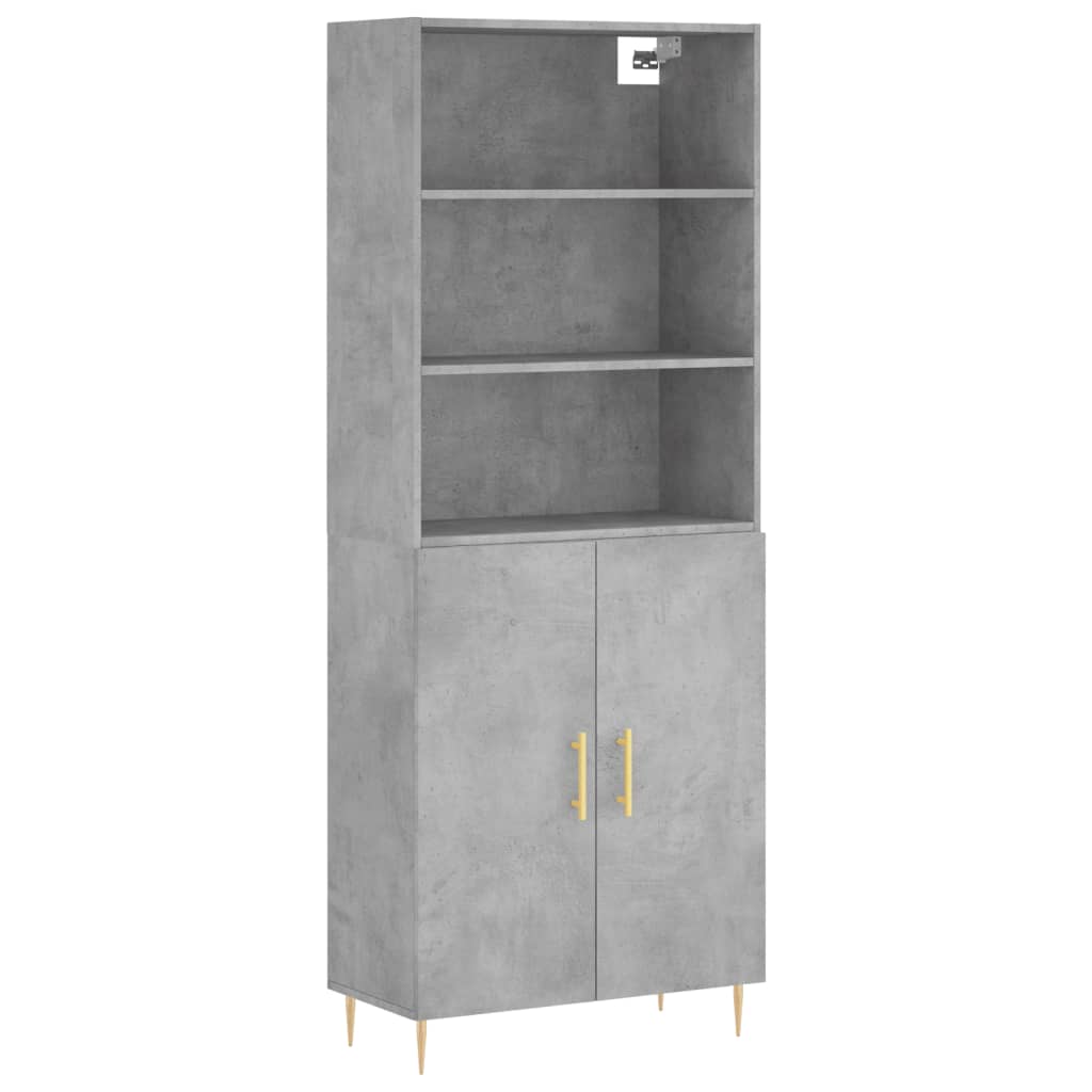 Visoka komoda siva betona 69,5x34x180 cm od konstruiranog drva