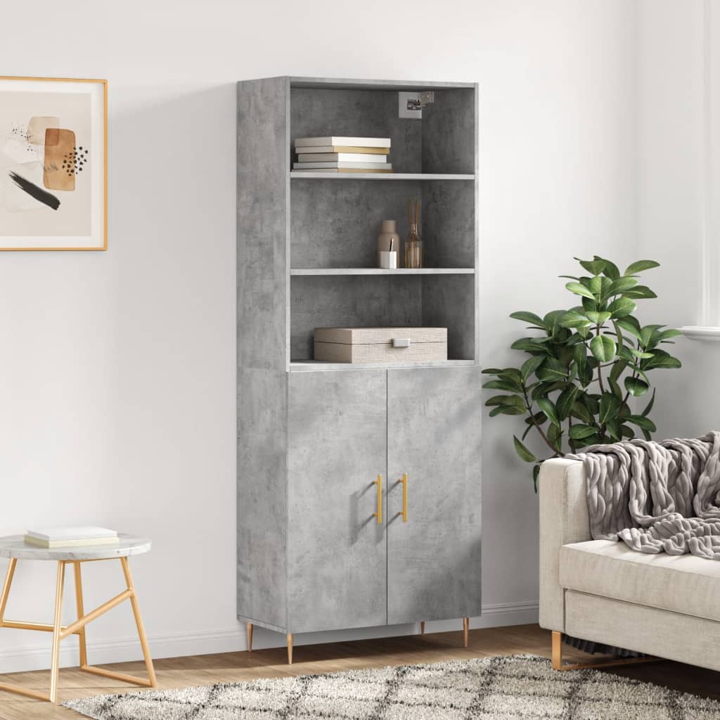 Visoka komoda siva betona 69,5x34x180 cm od konstruiranog drva