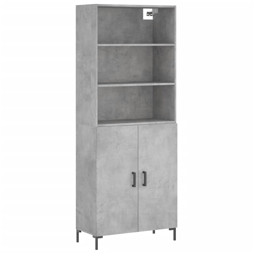 Visoka komoda siva betona 69,5x34x180 cm od konstruiranog drva