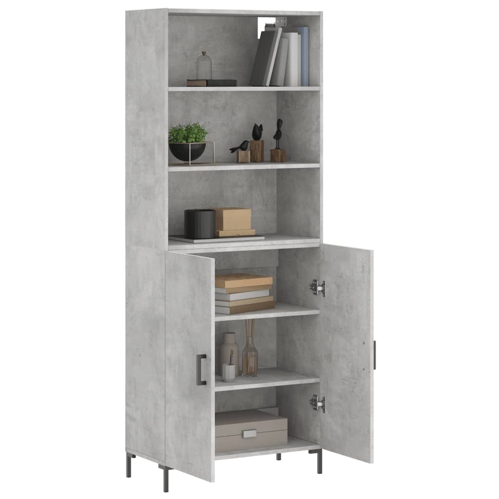 Visoka komoda siva betona 69,5x34x180 cm od konstruiranog drva