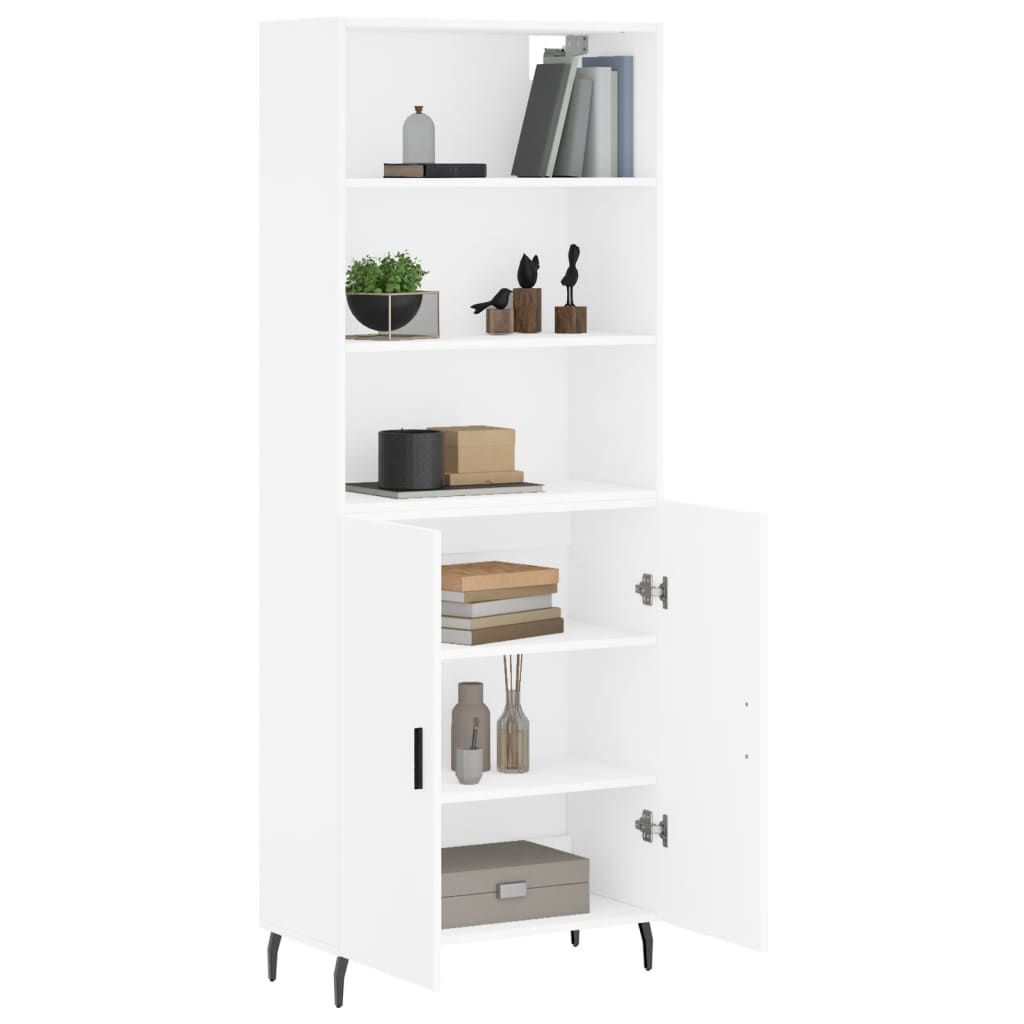 Visoka komoda bijela 69,5x34x180 cm konstruirano drvo