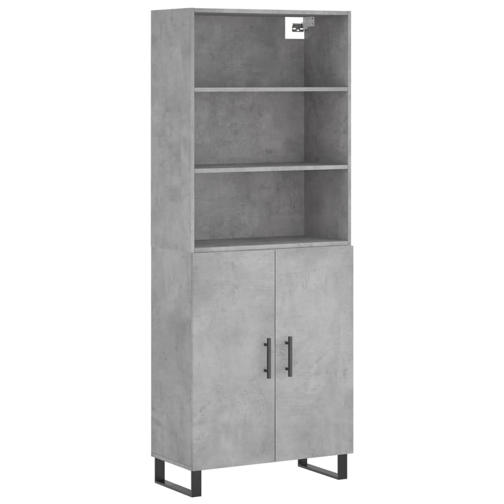 Visoka komoda siva betona 69,5x34x180 cm od konstruiranog drva