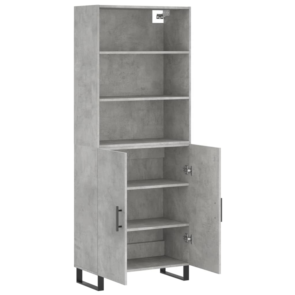 Visoka komoda siva betona 69,5x34x180 cm od konstruiranog drva