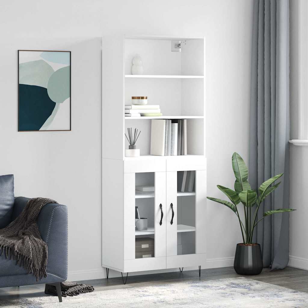 Visoka komoda bijela 69,5x34x180 cm konstruirano drvo