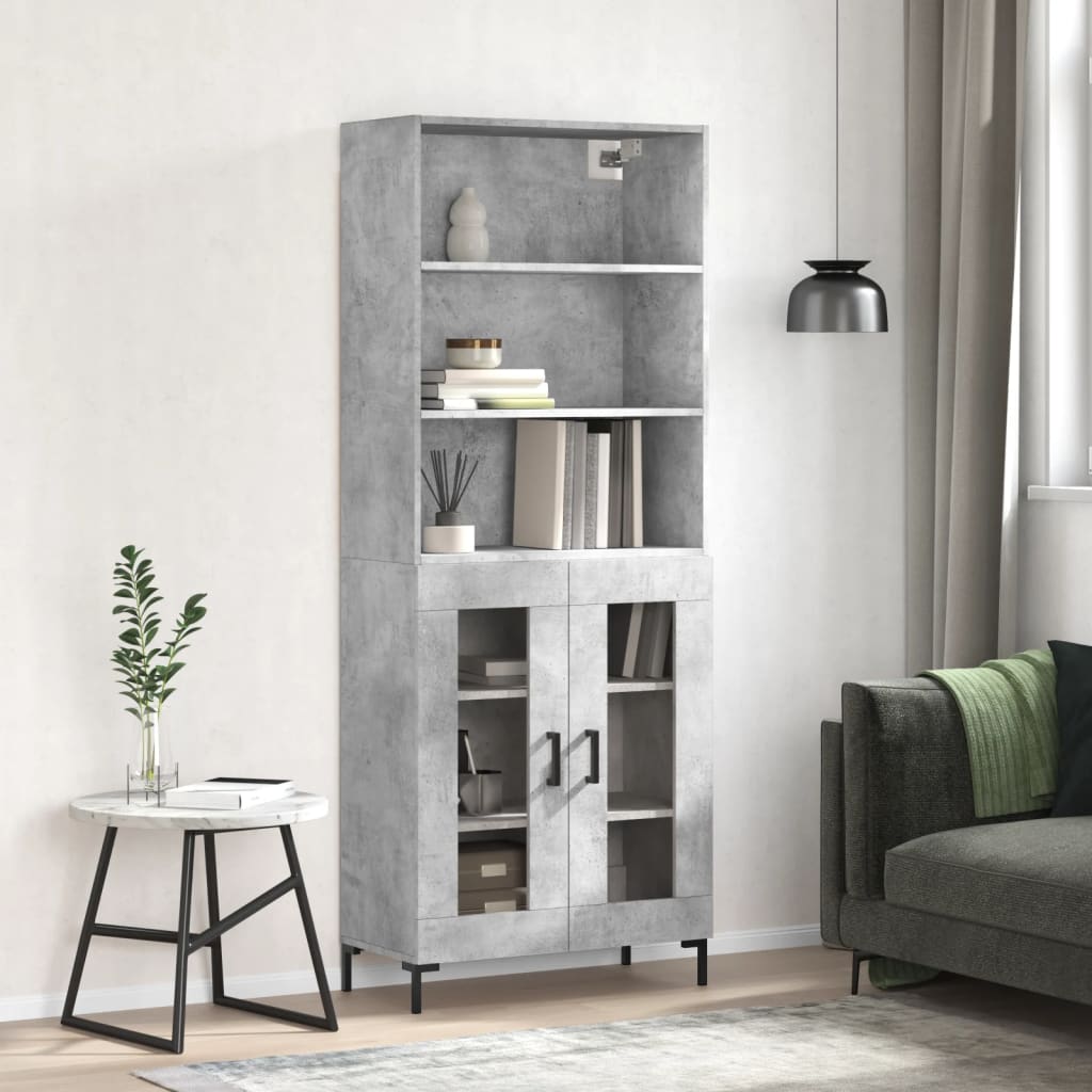 Visoka komoda siva betona 69,5x34x180 cm od konstruiranog drva