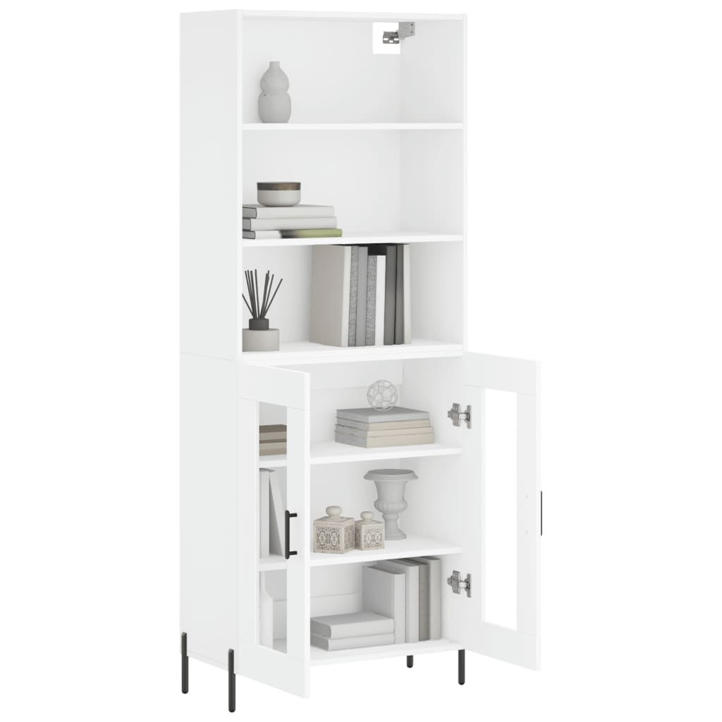 Visoka komoda bijela 69,5x34x180 cm konstruirano drvo