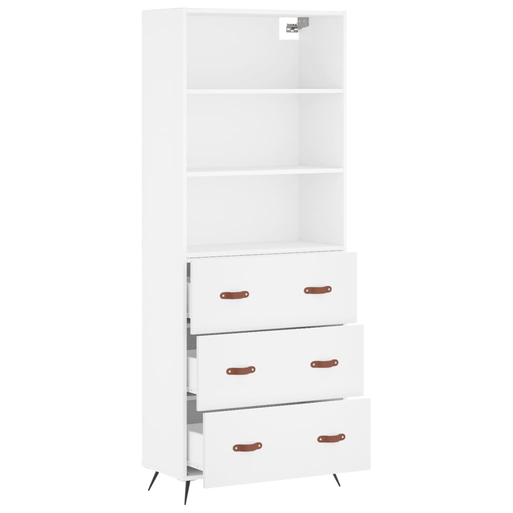 Visoka komoda bijela 69,5x34x180 cm konstruirano drvo