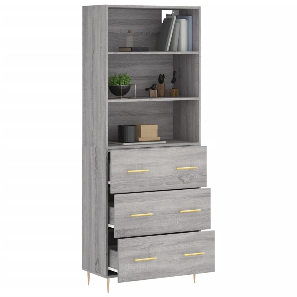 Visoka komoda siva sonome 69,5x34x180 cm od konstruiranog drva