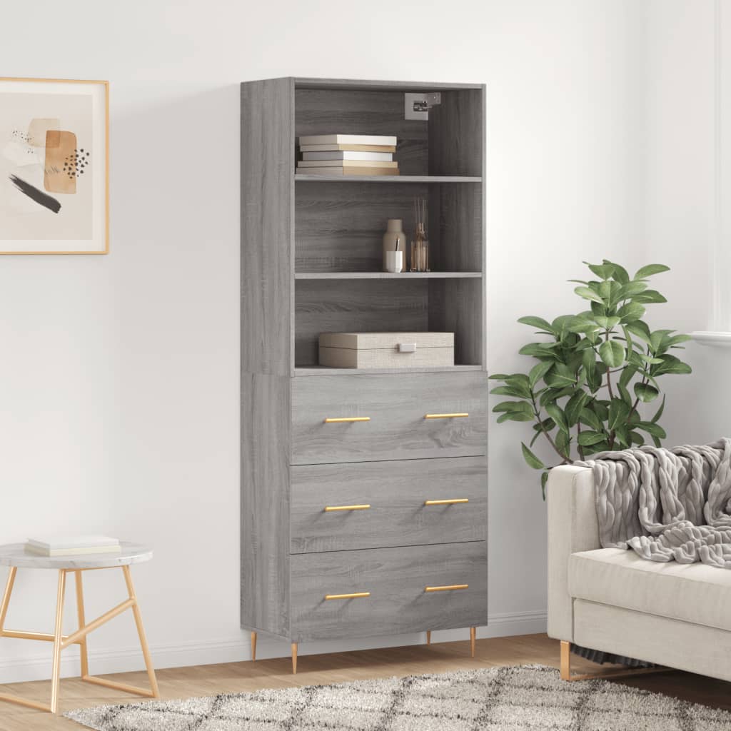 Visoka komoda siva sonome 69,5x34x180 cm od konstruiranog drva