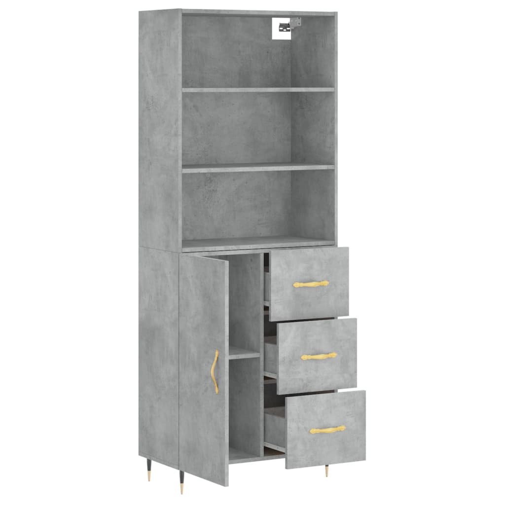 Visoka komoda siva betona 69,5x34x180 cm od konstruiranog drva