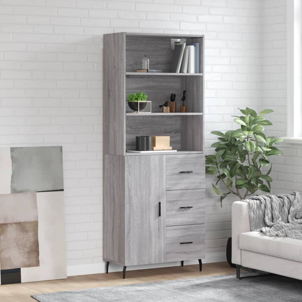 Visoka komoda siva sonome 69,5x34x180 cm od konstruiranog drva