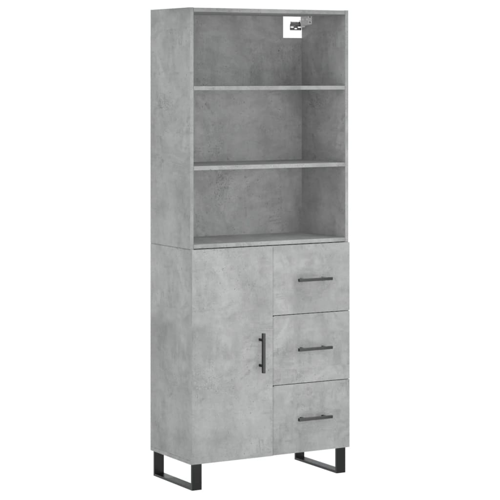 Visoka komoda siva betona 69,5x34x180 cm od konstruiranog drva