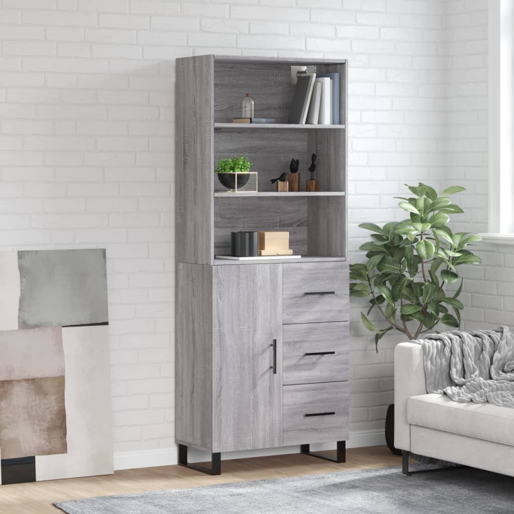Visoka komoda siva sonome 69,5x34x180 cm od konstruiranog drva