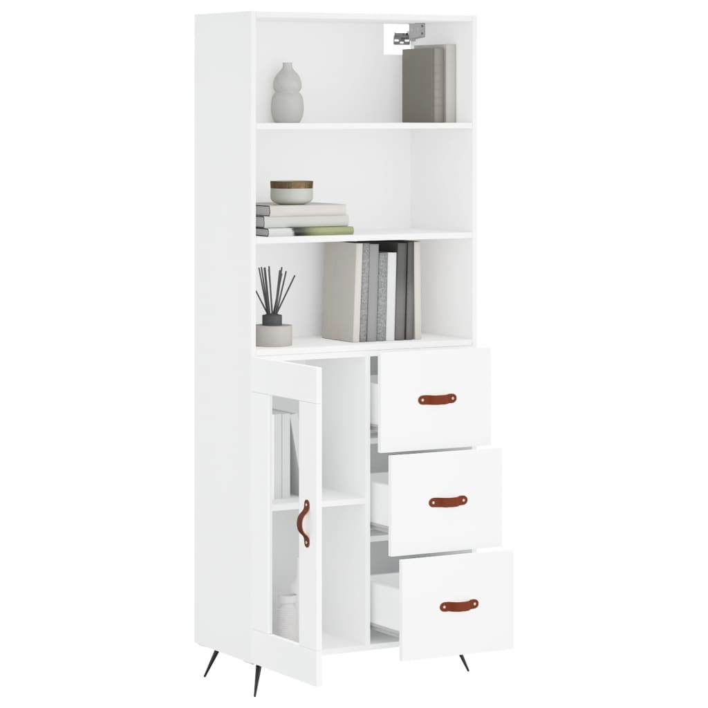Visoka komoda bijela 69,5x34x180 cm konstruirano drvo