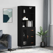 Visoka komoda crni 69,5x34x180 cm konstruirano drvo