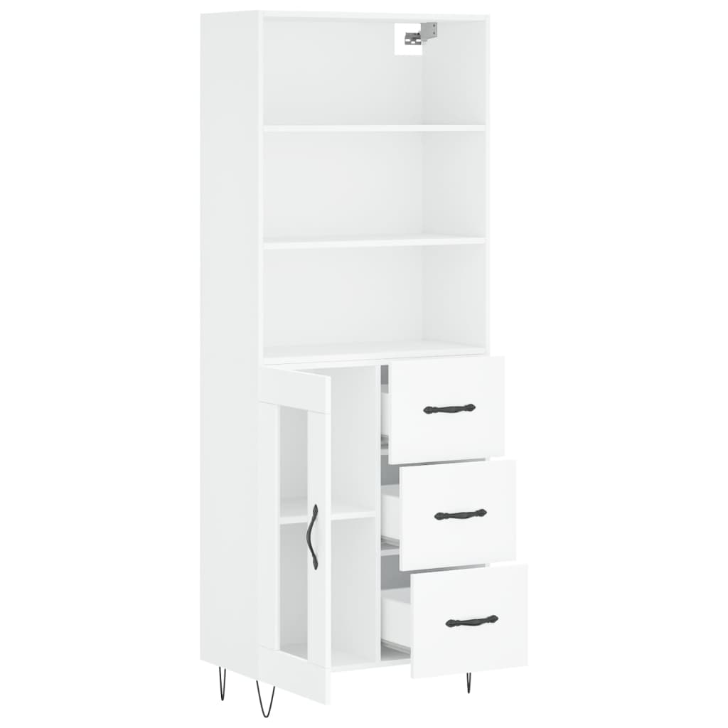 Visoka komoda bijela 69,5x34x180 cm konstruirano drvo