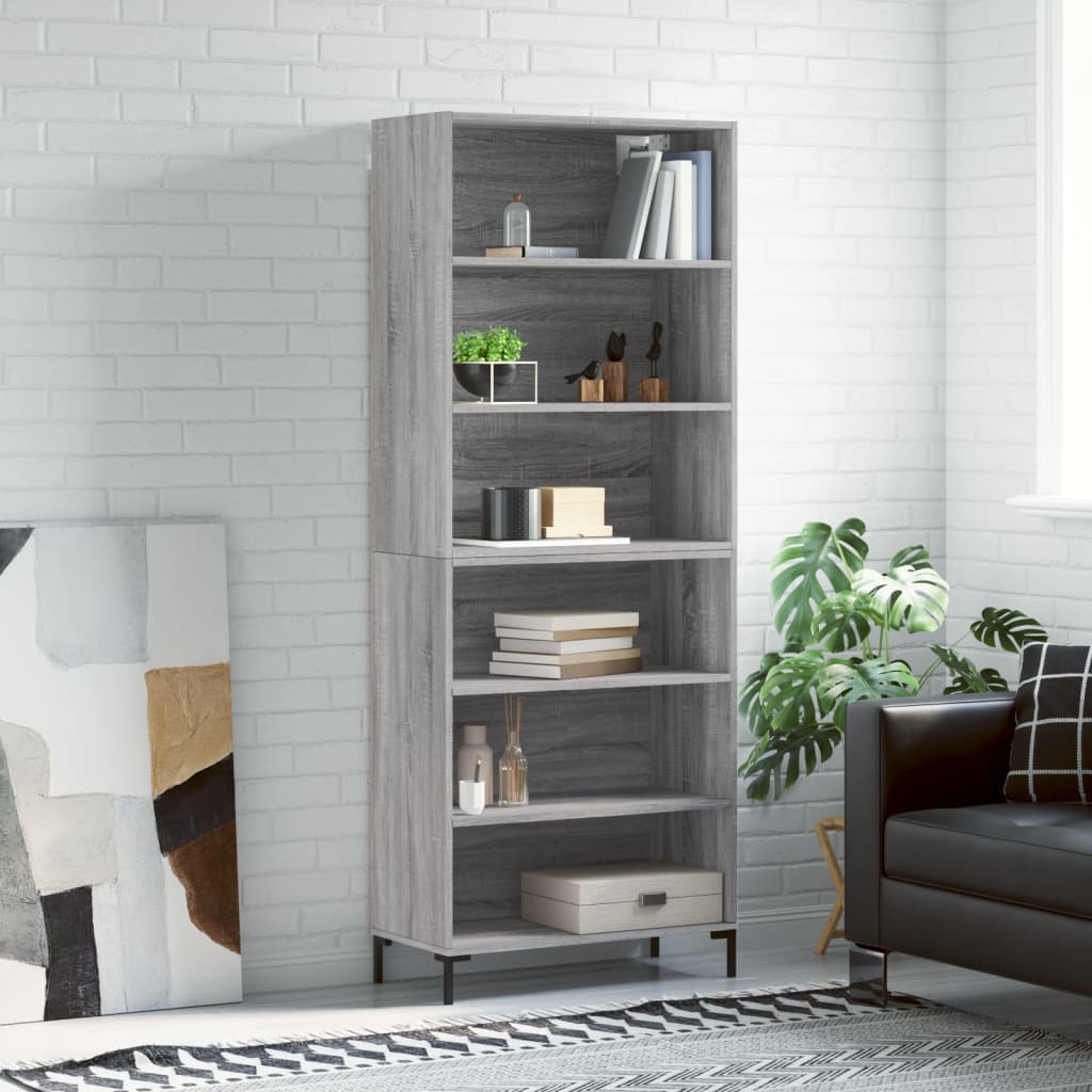 Visoka komoda siva sonome 69,5x32,5x180 cm konstruirano drvo