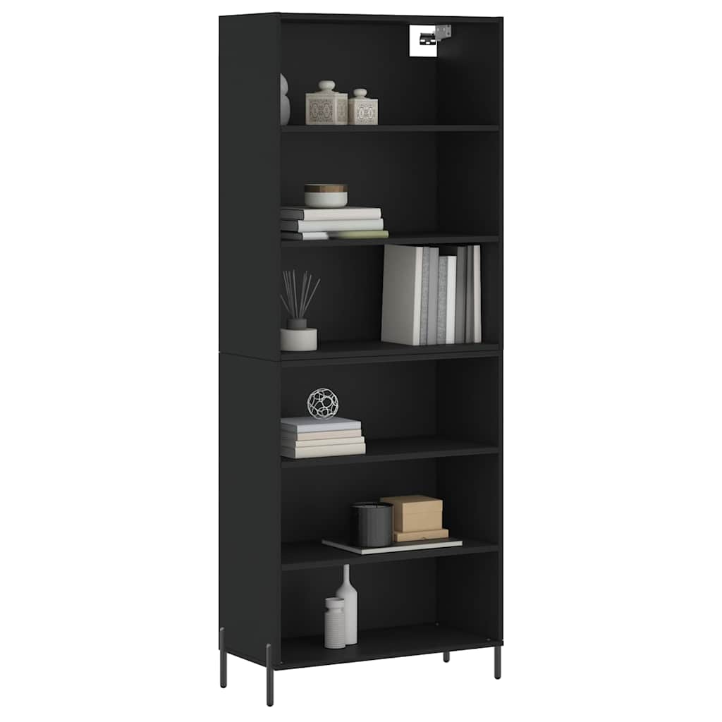 Visoka komoda crna 69,5 x 32,5 x 180 cm od konstruiranog drva