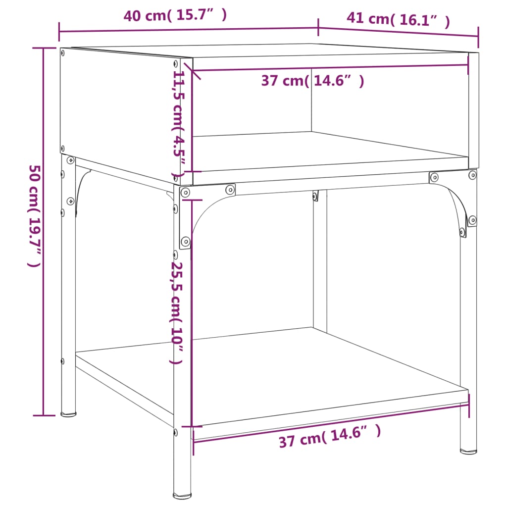 Noćni ormarići 2 kom crni 40 x 41 x 50 cm od konstruiranog drva
