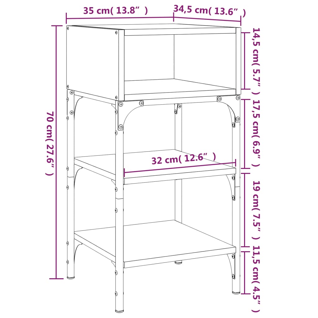 Noćni ormarići 2 kom crni 35x34,5x70 cm od konstruiranog drva