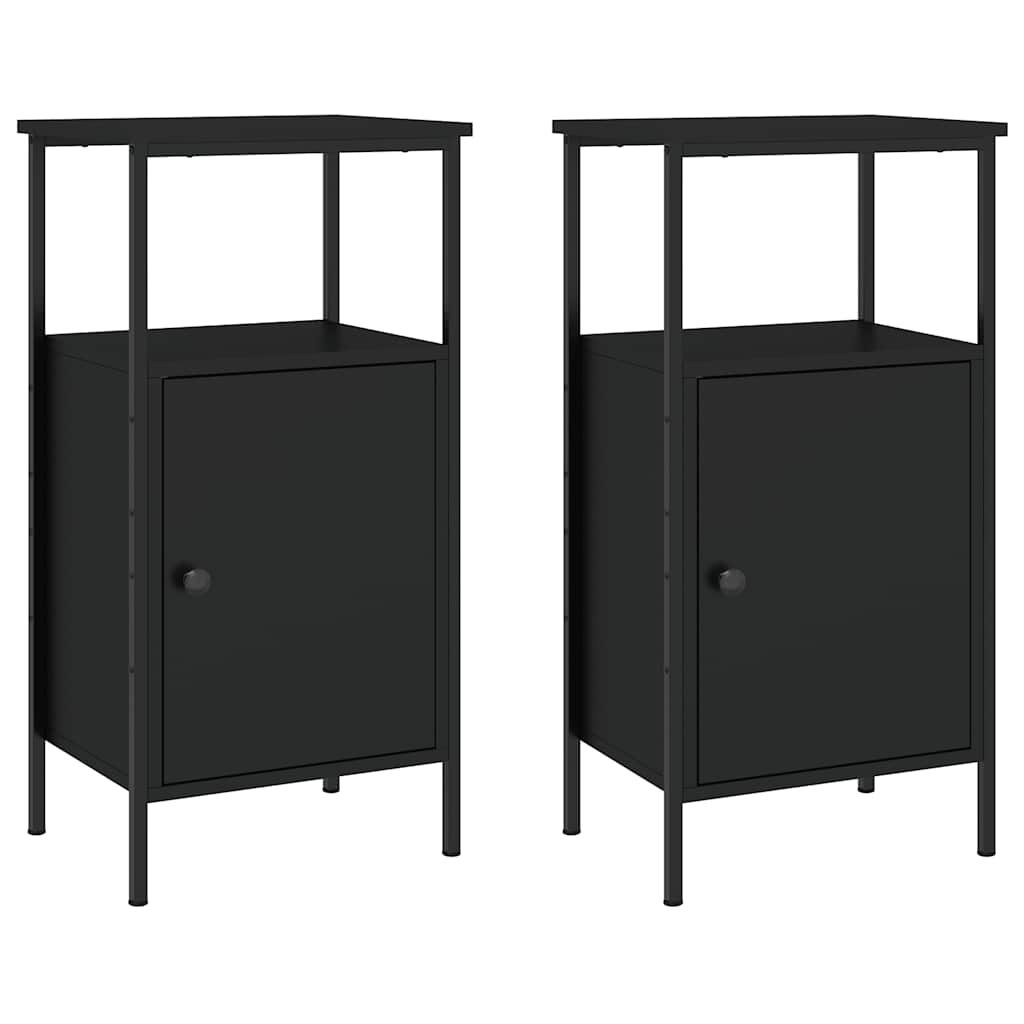 Noćni ormarići 2 kom crni 41 x 31 x 80 cm konstruirano drvo