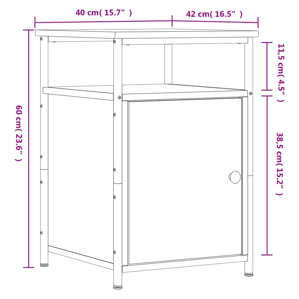 Noćni ormarići 2 kom crni 40x42x60 cm konstruirano drvo