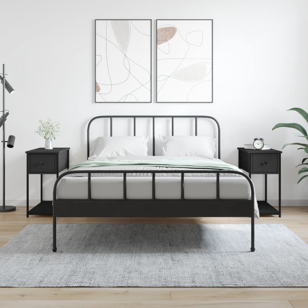 Noćni ormarići 2 kom crni 30 x 60 x 60 cm od konstruiranog drva